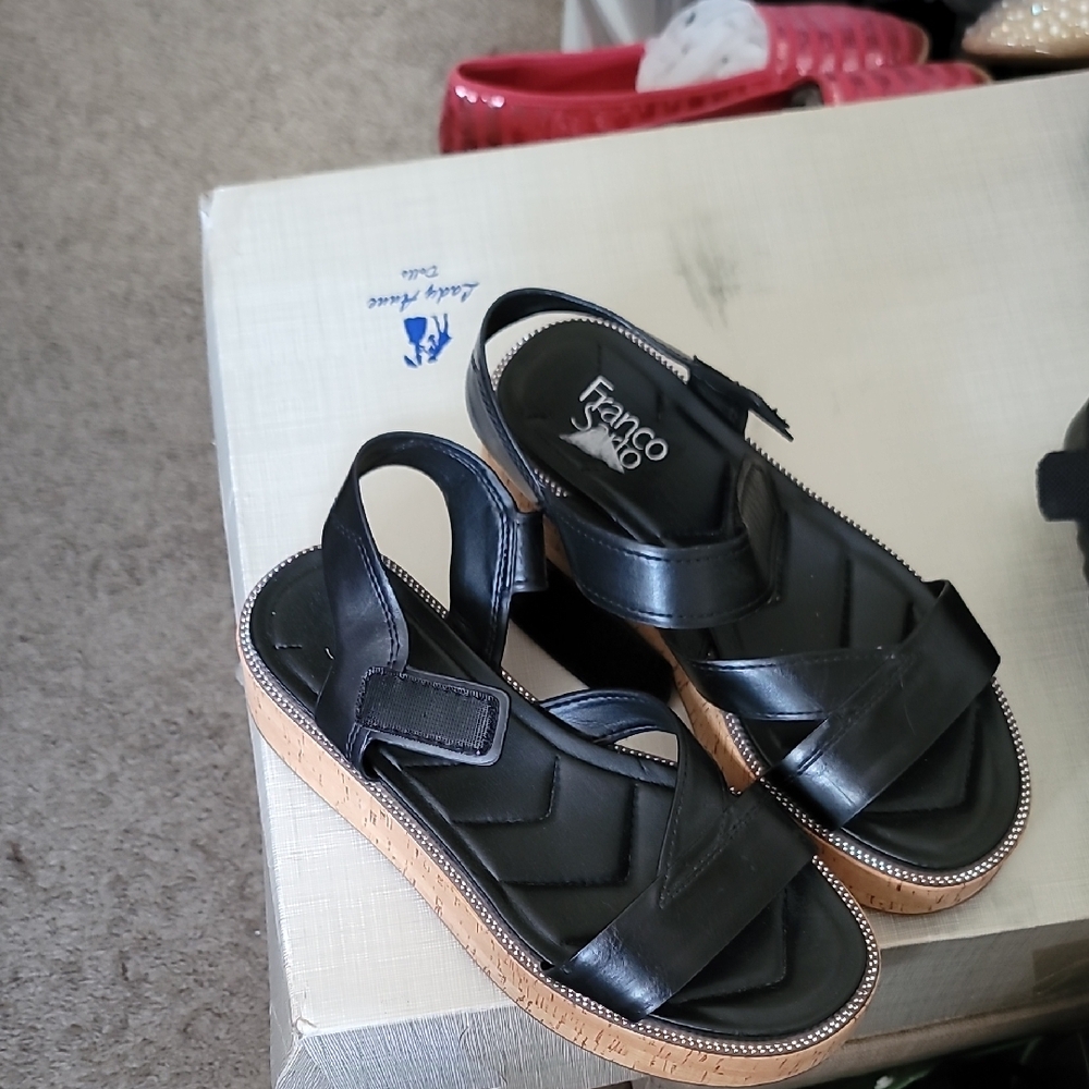 Franco Sarto Black Leather Sandals